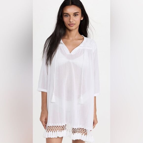 Roller Rabbit Dresses & Skirts - Roller Rabbit Lucknow Serafina white tassel fringe Tunic 100% cotton sz Med NWT!